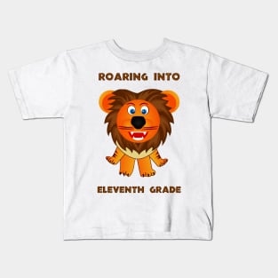 Roaring Into Eleventh Grade (Cartoon Lion) Kids T-Shirt